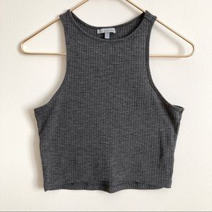 Charlotte Russe Ribbed Dark Grey Crop Top Size S